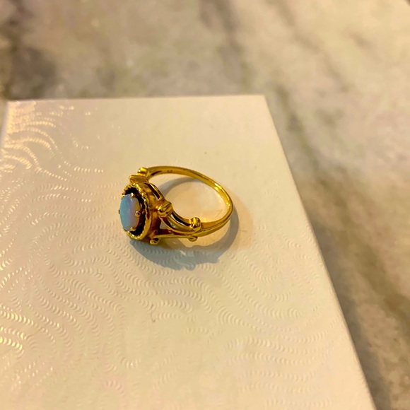 14k and opal split shank ring with beaded design 2.9 grams size 5.5 - Picture 2 of 6